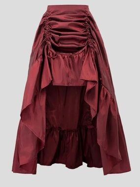 Wine SCARLET DARKNESS Gothic Chameleon High-Low Drawstring Skirt Red Emo Small